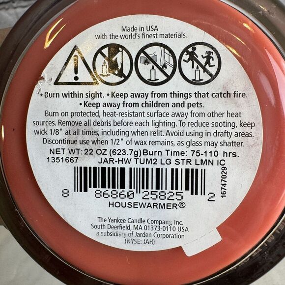 YANKEE CANDLE STRAWBERRY LEMON ICE Two-Wick 22 oz Candle TESTED WICK - Picture 4 of 4